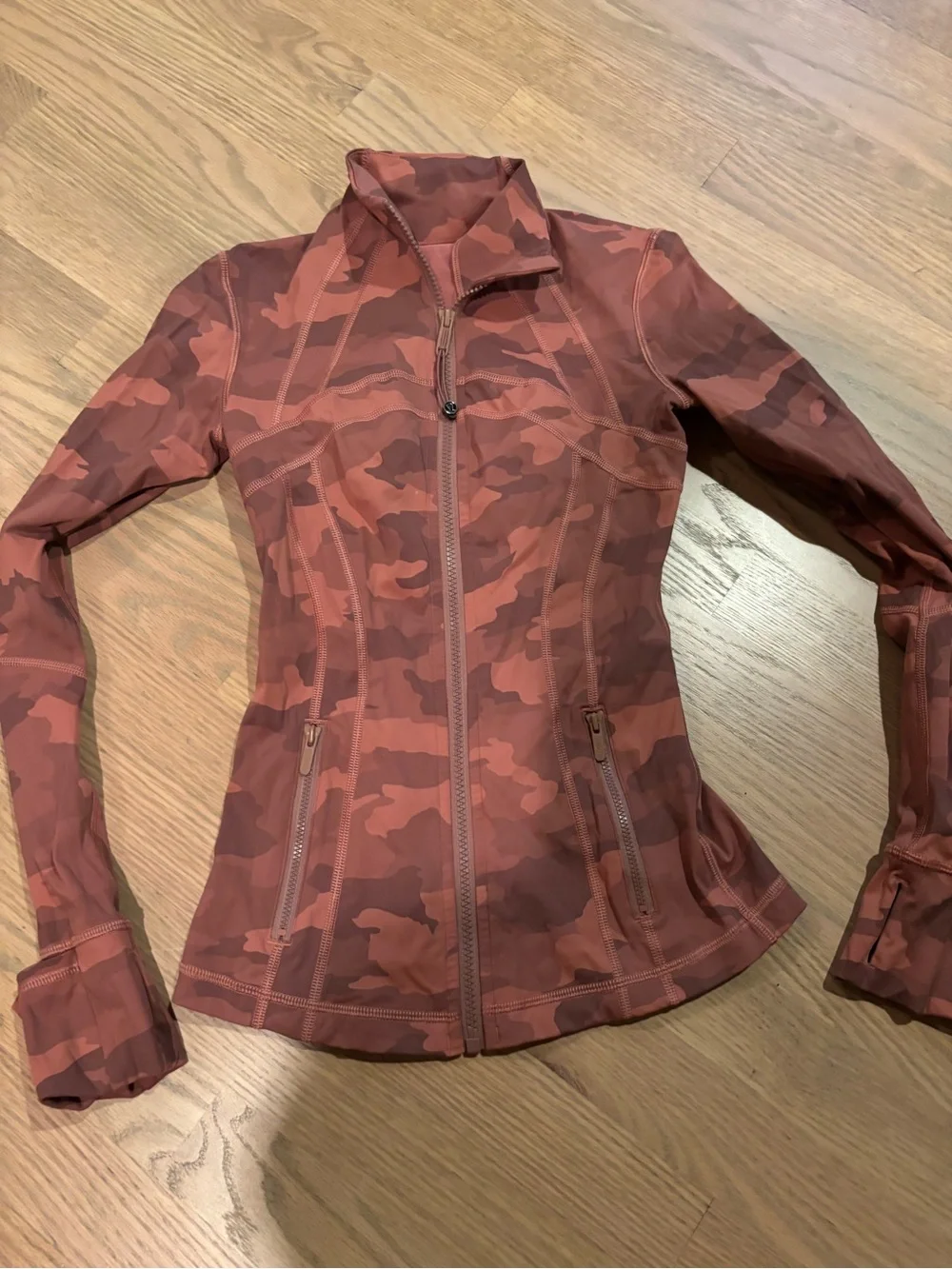Lululemon Women's Rust Camo Zip-Front Jacket Sports Cardigan Size 0